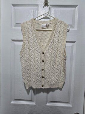 Vintage Laura Gayle Sweater Vest Womens Med Chunky Academia Preppy Cable USA